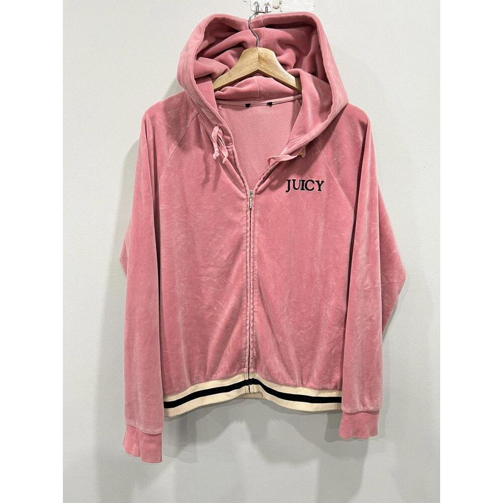 Vintage Juicy Couture Velour Hoodie Zip Up Sweater suede
